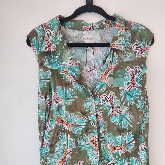 NWOT Nic & Zoe Prancing Panthers Shirt Dress Jungle Print Midi Women's 2X - Picture 4 of 9
